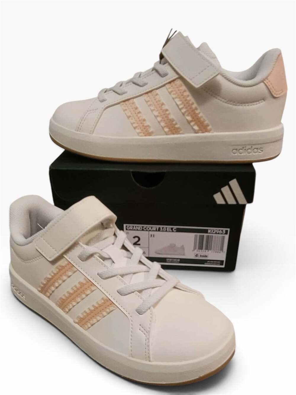 NEW Adidas Grand Court 3.0 White Blush Pink Gum KI2963 2Y